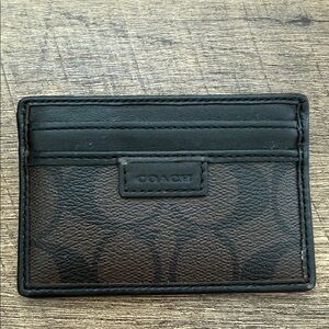 Coach Brown and Black Signature Slim Card Case